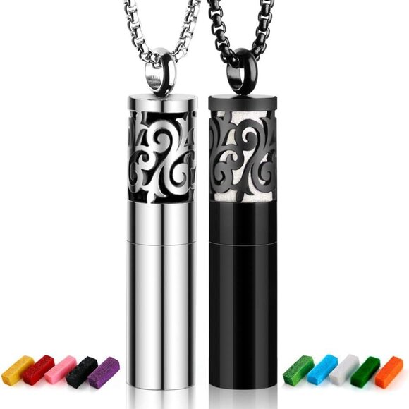 Essential Oil Diffuser Necklaces for Women, 2PCS Aromatherapy Necklaces Stainles - Picture 1 of 9